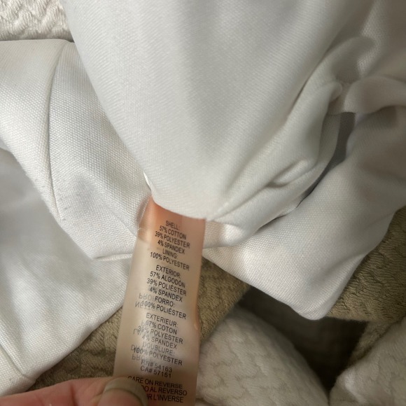 Calvin Klein Women's Skirt Suit Set White & Tan Textured Gold Zipper Size 2 - Picture 10 of 13